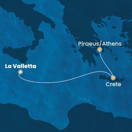 Malta, Grécko z Valletty na lodi Costa Fortuna