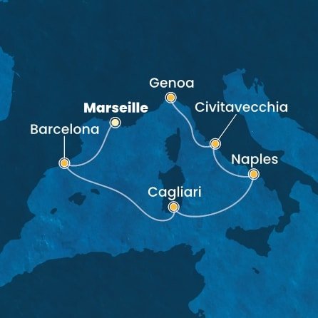 Francúzsko, Španielsko, Taliansko z Marseille na lodi Costa Smeralda