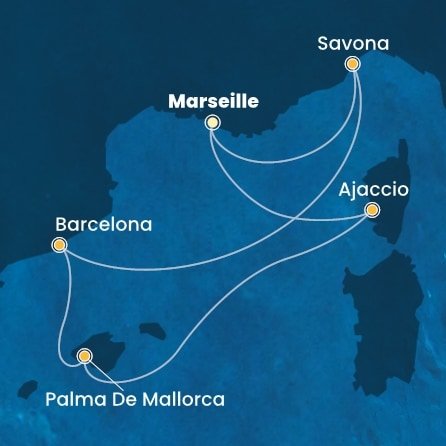 Francúzsko, Taliansko, Španielsko z Marseille na lodi Costa Favolosa