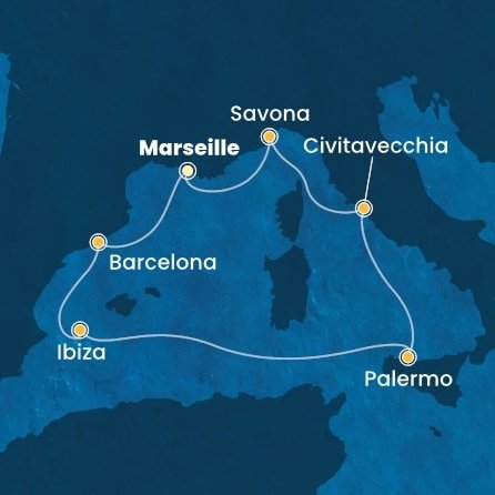 Francúzsko, Španielsko, Taliansko z Marseille na lodi Costa Smeralda