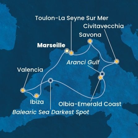 Francúzsko, Španielsko, Taliansko z Marseille na lodi Costa Pacifica
