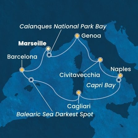 Francúzsko, Španielsko, Taliansko z Marseille na lodi Costa Toscana