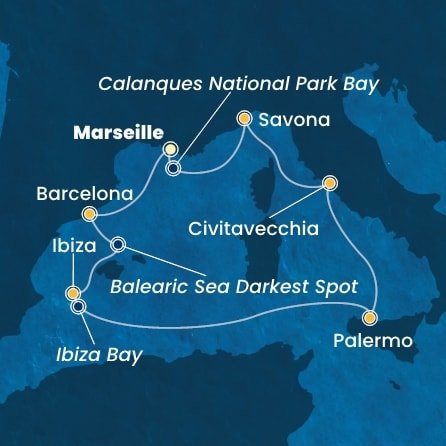 Francúzsko, Španielsko, Taliansko z Marseille na lodi Costa Toscana