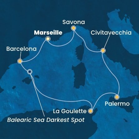 Francúzsko, Španielsko, Tunisko, Taliansko z Marseille na lodi Costa Toscana