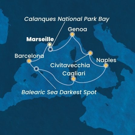 Francúzsko, Španielsko, Taliansko z Marseille na lodi Costa Toscana