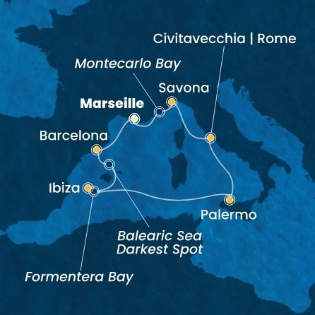 Francúzsko, Španielsko, Taliansko z Marseille na lodi Costa Toscana