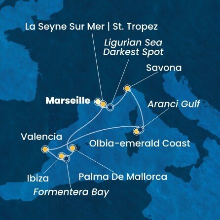 Francúzsko, Taliansko, Španielsko z Marseille na lodi Costa Fascinosa