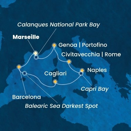 Francúzsko, Španielsko, Taliansko z Marseille na lodi Costa Toscana