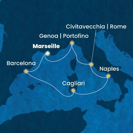 Francúzsko, Španielsko, Taliansko z Marseille na lodi Costa Smeralda