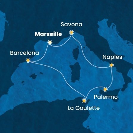 Francúzsko, Taliansko, Tunisko, Španielsko z Marseille na lodi Costa Pacifica
