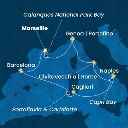 Francúzsko, Španielsko, Taliansko z Marseille na lodi Costa Smeralda