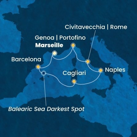 Francúzsko, Španielsko, Taliansko z Marseille na lodi Costa Toscana