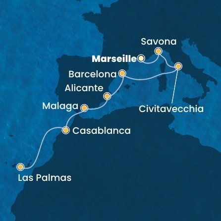 Francúzsko, Taliansko, Španielsko, Maroko z Marseille na lodi Costa Pacifica