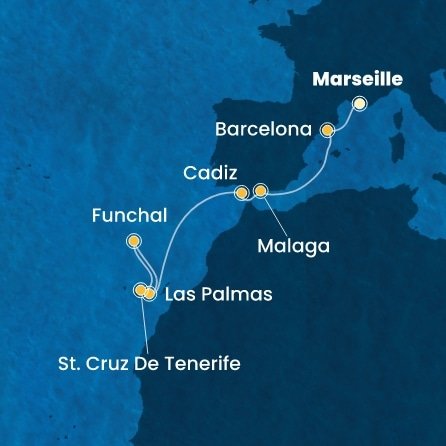 Francúzsko, Španielsko, Portugalsko z Marseille na lodi Costa Smeralda