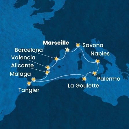 Francúzsko, Taliansko, Tunisko, Maroko, Španielsko z Marseille na lodi Costa Pacifica