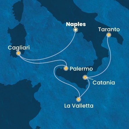 Taliansko, Malta z Neapola na lodi Costa Serena