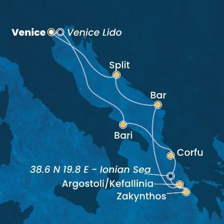 Taliansko, Grécko, Čierna Hora, Chorvátsko z Marghery na lodi Costa Deliziosa