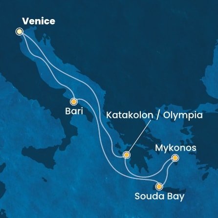 Taliansko, Grécko na lodi Costa Deliziosa