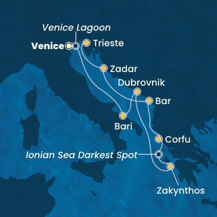 Taliansko, Chorvátsko, Grécko, Čierna Hora z Marghery na lodi Costa Deliziosa