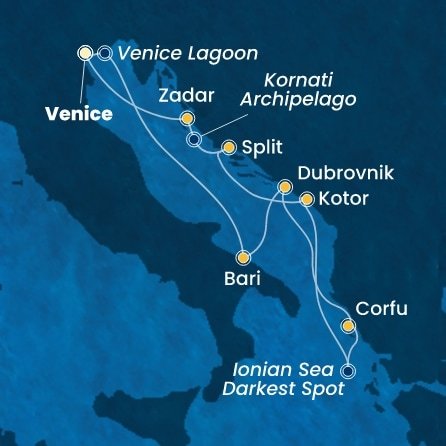 Taliansko, Chorvátsko, Grécko, Čierna Hora z Marghery na lodi Costa Deliziosa