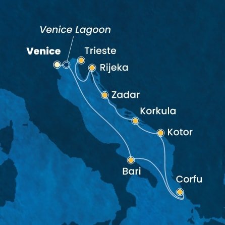 Taliansko, Grécko, Čierna Hora, Chorvátsko z Marghery na lodi Costa Deliziosa