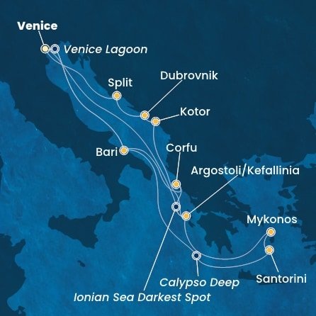 Taliansko, Grécko, Čierna Hora, Chorvátsko z Marghery na lodi Costa Deliziosa