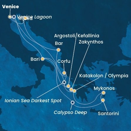 Taliansko, Grécko, Čierna Hora, Chorvátsko z Marghery na lodi Costa Deliziosa