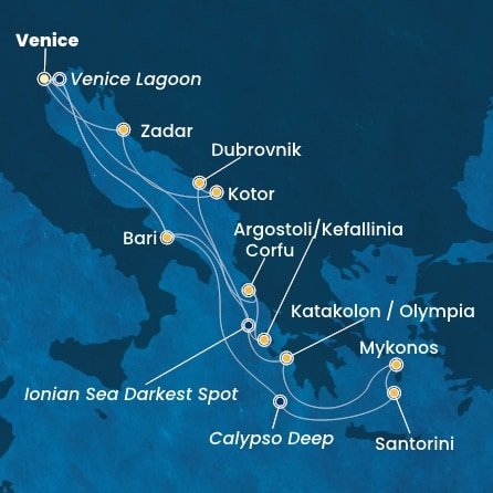 Taliansko, Grécko, Chorvátsko, Čierna Hora z Marghery na lodi Costa Deliziosa