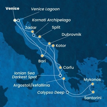 Taliansko, Chorvátsko, Grécko, Čierna Hora z Marghery na lodi Costa Deliziosa