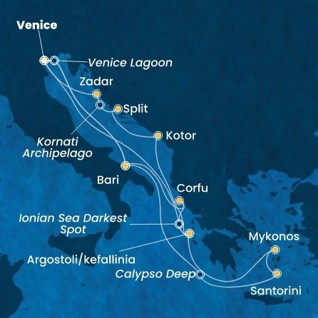 Taliansko, Grécko, Čierna Hora, Chorvátsko z Marghery na lodi Costa Deliziosa