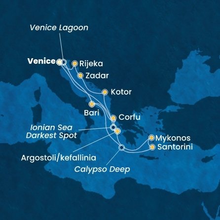 Taliansko, Grécko, Čierna Hora, Chorvátsko z Marghery na lodi Costa Deliziosa