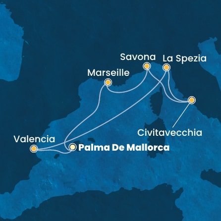 Španielsko, Taliansko, Francúzsko z Palmy de Mallorca na lodi Costa Pacifica