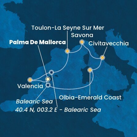 Španielsko, Taliansko, Francúzsko z Palmy de Mallorca na lodi Costa Pacifica