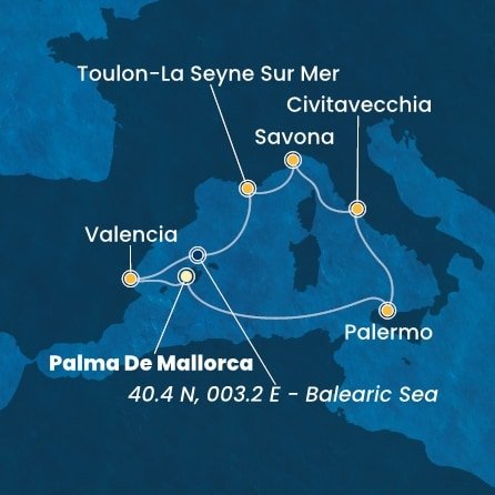 Španielsko, Taliansko, Francúzsko z Palmy de Mallorca na lodi Costa Pacifica
