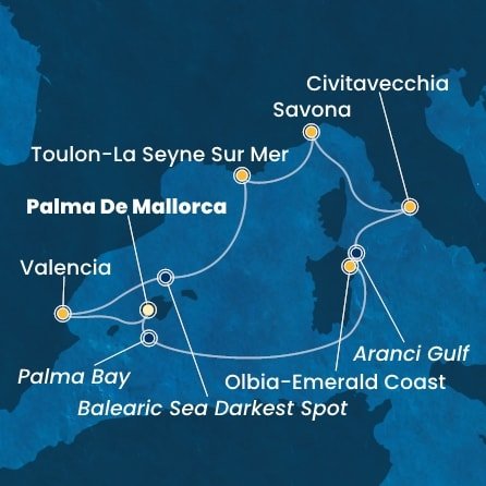 Španielsko, Taliansko, Francúzsko z Palmy de Mallorca na lodi Costa Pacifica