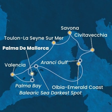 Španielsko, Taliansko, Francúzsko z Palmy de Mallorca na lodi Costa Pacifica