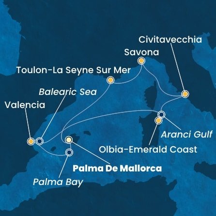 Španielsko, Taliansko, Francúzsko z Palmy de Mallorca na lodi Costa Pacifica