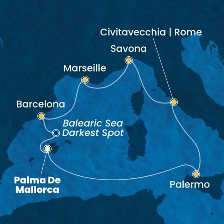 Španielsko, Taliansko, Francúzsko z Palmy de Mallorca na lodi Costa Toscana