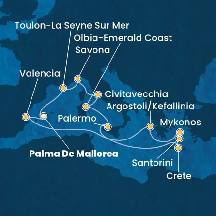 Španielsko, Grécko, Taliansko, Francúzsko z Palmy de Mallorca na lodi Costa Pacifica
