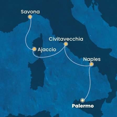 Taliansko, Francúzsko z Palerma na lodi Costa Fascinosa