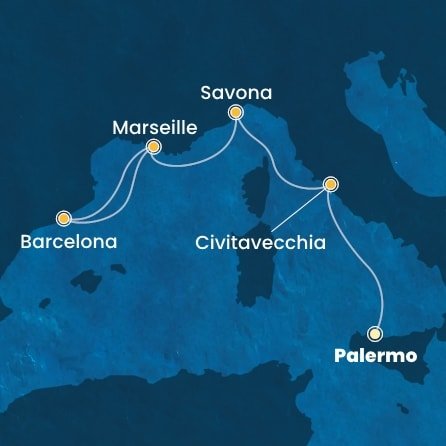 Taliansko, Francúzsko, Španielsko z Palerma na lodi Costa Toscana