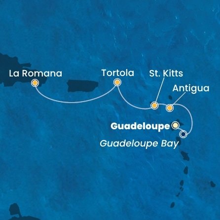 Guadeloupe, Antigua a Barbuda, Svätý Krištof a Nevis, Britské Panenské ostrovy, Dominikánska republika z Pointe-à-Pitre na lodi Costa Fascinosa