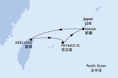 Japonsko, Tchaj-wan z Nahy na lodi MSC Bellissima