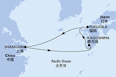 Čína, Japonsko zo Šanghaja na lodi MSC Bellissima