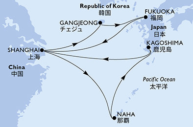 Čína, Japonsko, Južná Kórea zo Šanghaja na lodi MSC Bellissima