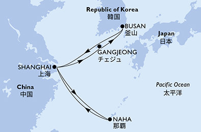Čína, Južná Kórea, Japonsko zo Šanghaja na lodi MSC Bellissima