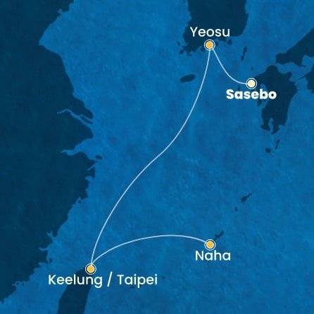 Japonsko, Južná Kórea, Tchaj-wan zo Saseba na lodi Costa Serena