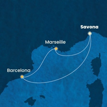 Taliansko, Španielsko, Francúzsko ze Savony na lodi Costa Favolosa