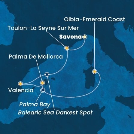 Taliansko, Francúzsko, Španielsko ze Savony na lodi Costa Pacifica