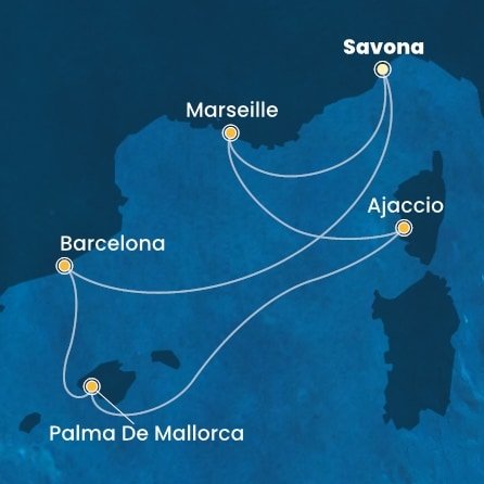Taliansko, Španielsko, Francúzsko ze Savony na lodi Costa Favolosa